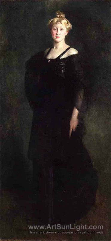 371x800 Woman In Black (Portrait Of Mrs Paul Bartlett), 1898 - Lady In Black Dress Painting