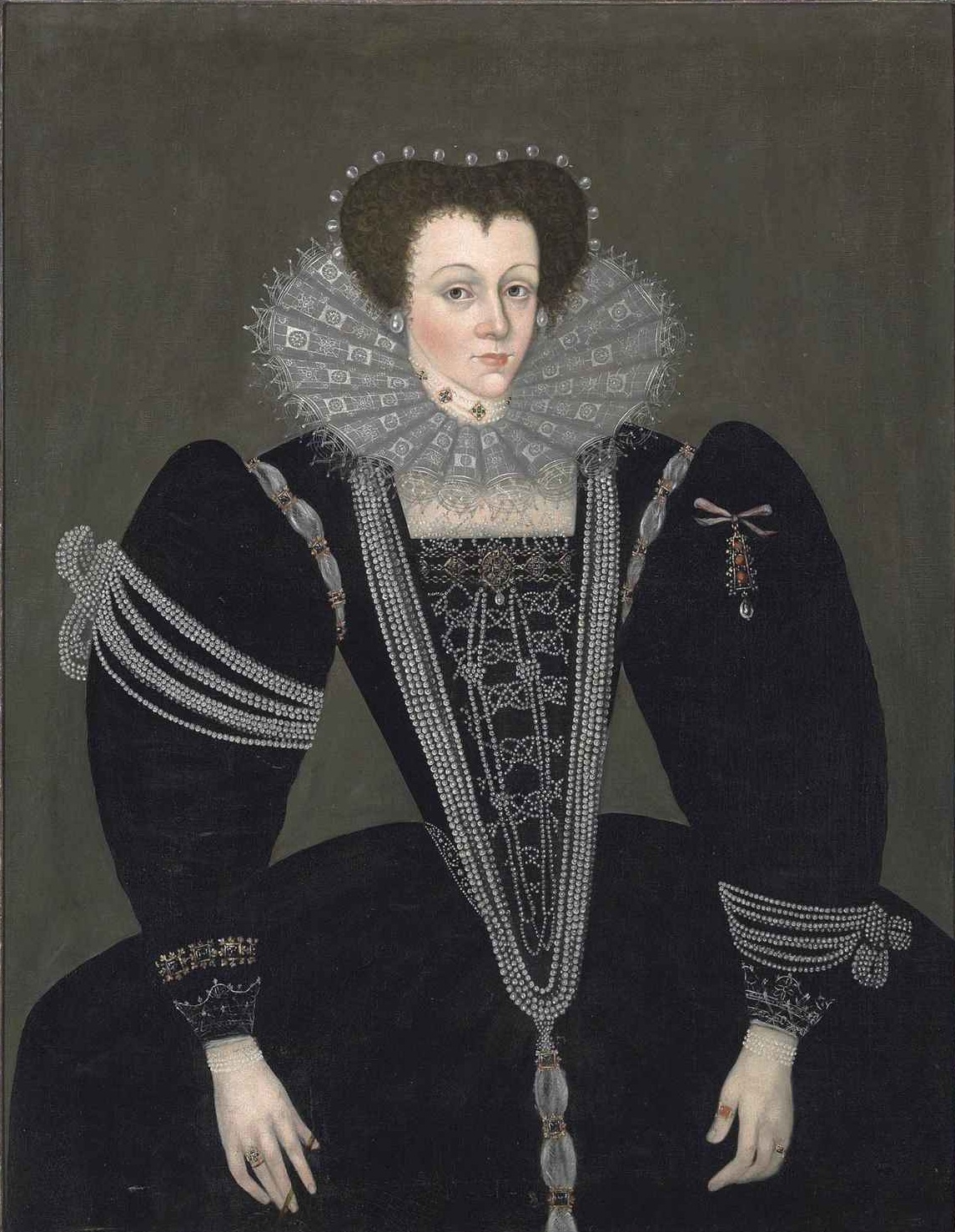 1145x1477 Fileenglish School Portrait Of A Lady In A Black Dress - Lady In Black Dress Painting