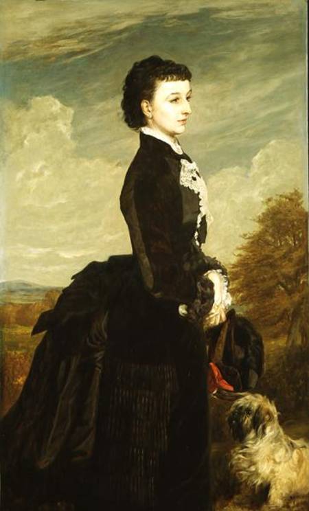 450x744 Portrait Of A Lady In Black With A Dog - Lady In Black Painting