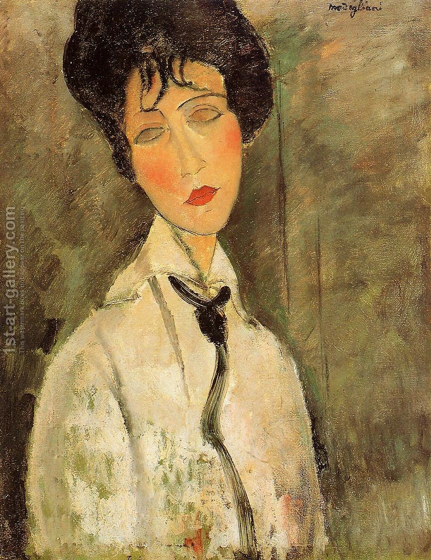 865x1124 Portrait Of A Woman In A Black Tie Amedeo Modigliani Reproduction - Lady In Black Painting