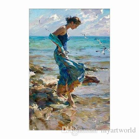 Lady In Blue Dress Painting