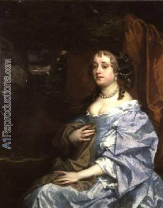 336x428 Lady Kiligrew Hesse In A Blue Dress Oil Painting Reproductions - Lady In Blue Dress Painting