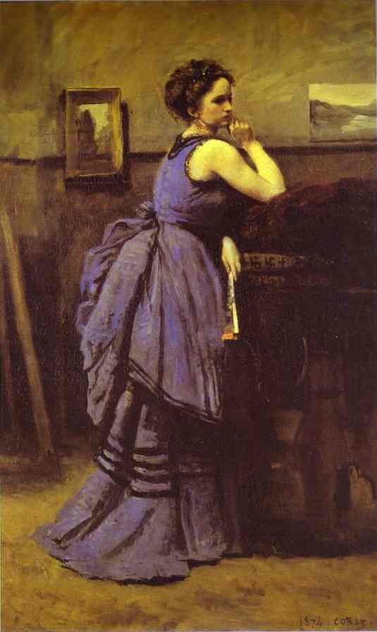 535x896 Oil Paintingwoman In Blue. 1874 - Lady In Blue Dress Painting