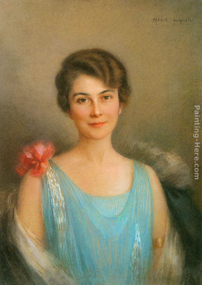 710x1000 Albert Lynch A Portrait Of A Lady In Blue Painting Best - Lady In Blue Painting