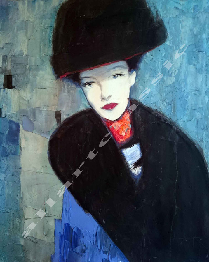 716x900 Cheap Paintings For Sale - Lady In Blue Painting