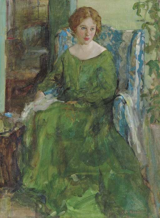Lady In Green Dress Painting