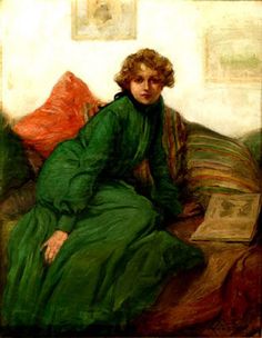 236x304 Marie Bashkirtseff, Jeune Fille Lisant La Question Du Divorce - Lady In Green Dress Painting