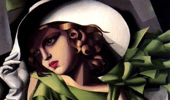 598x353 Tamara De Lempicka Girl In A Green Dress Detail Painting Best - Lady In Green Dress Painting