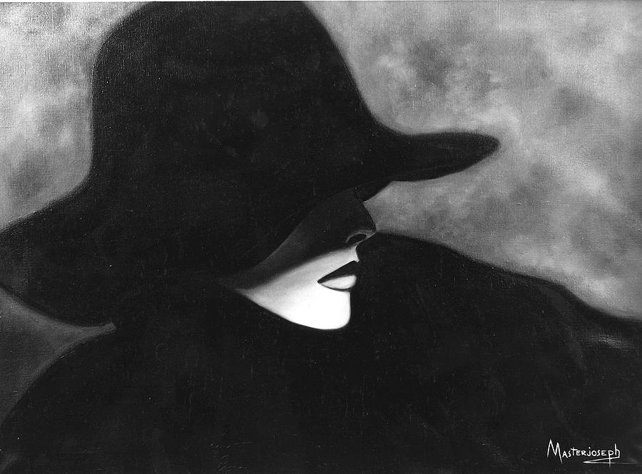 900x665 Hat Lady Painting By Anthony Masterjoseph - Lady In Hat Painting