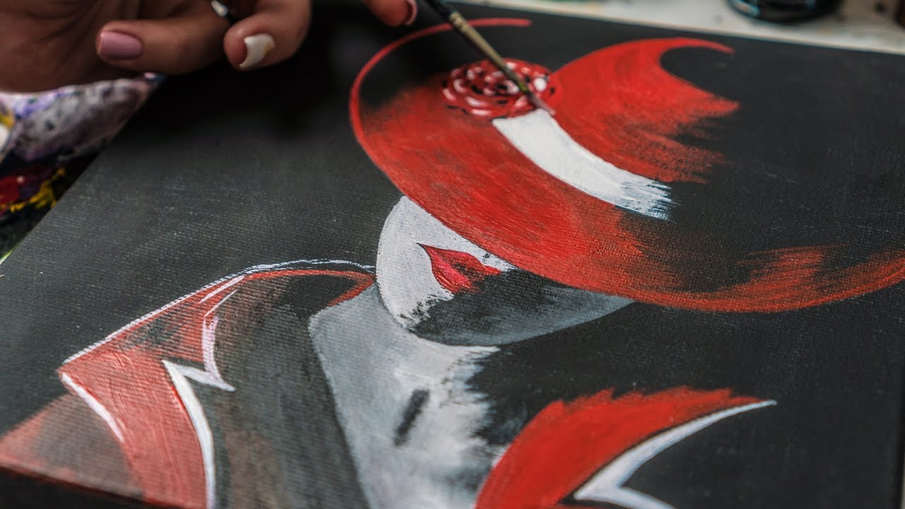 1280x720 Acrylic Painting - Lady In Hat Painting