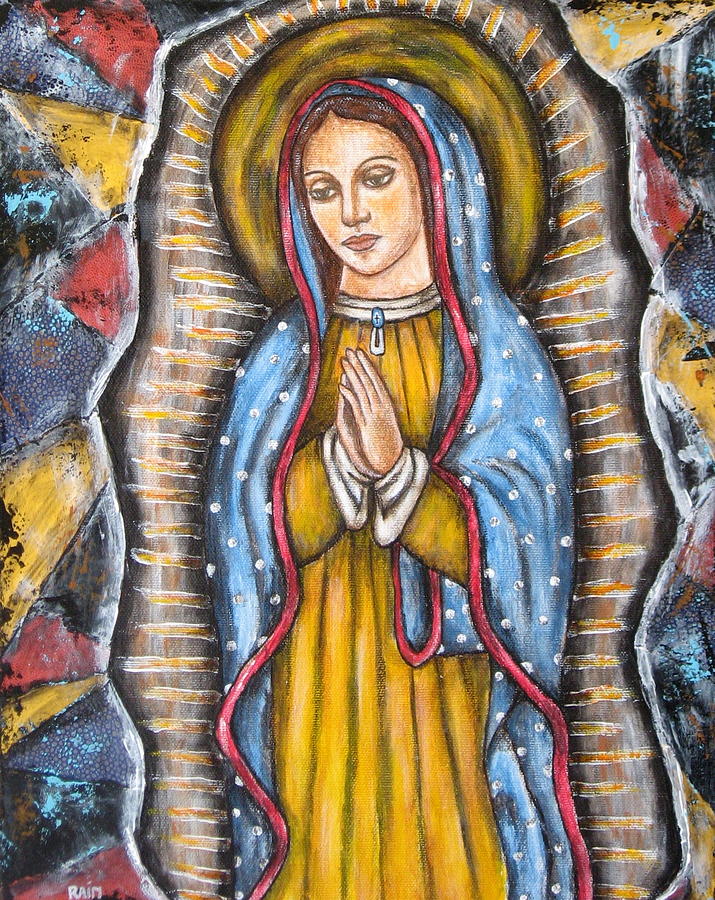 715x900 Our Lady Of Guadalupe Painting By Rain Ririn - Lady In The Rain Painting