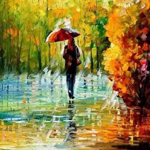 484x484 Buy Rainy Days By Community Artists Group@ Rs. 8490. Code - Lady In The Rain Painting
