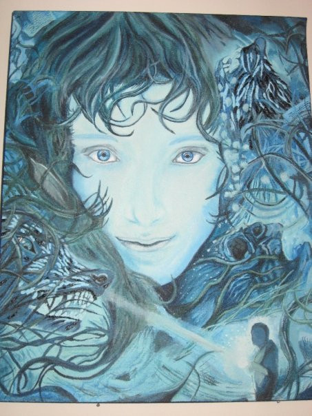 453x604 Lady In The Water Painting By Mizz Jiji Yume - Lady In The Water Painting