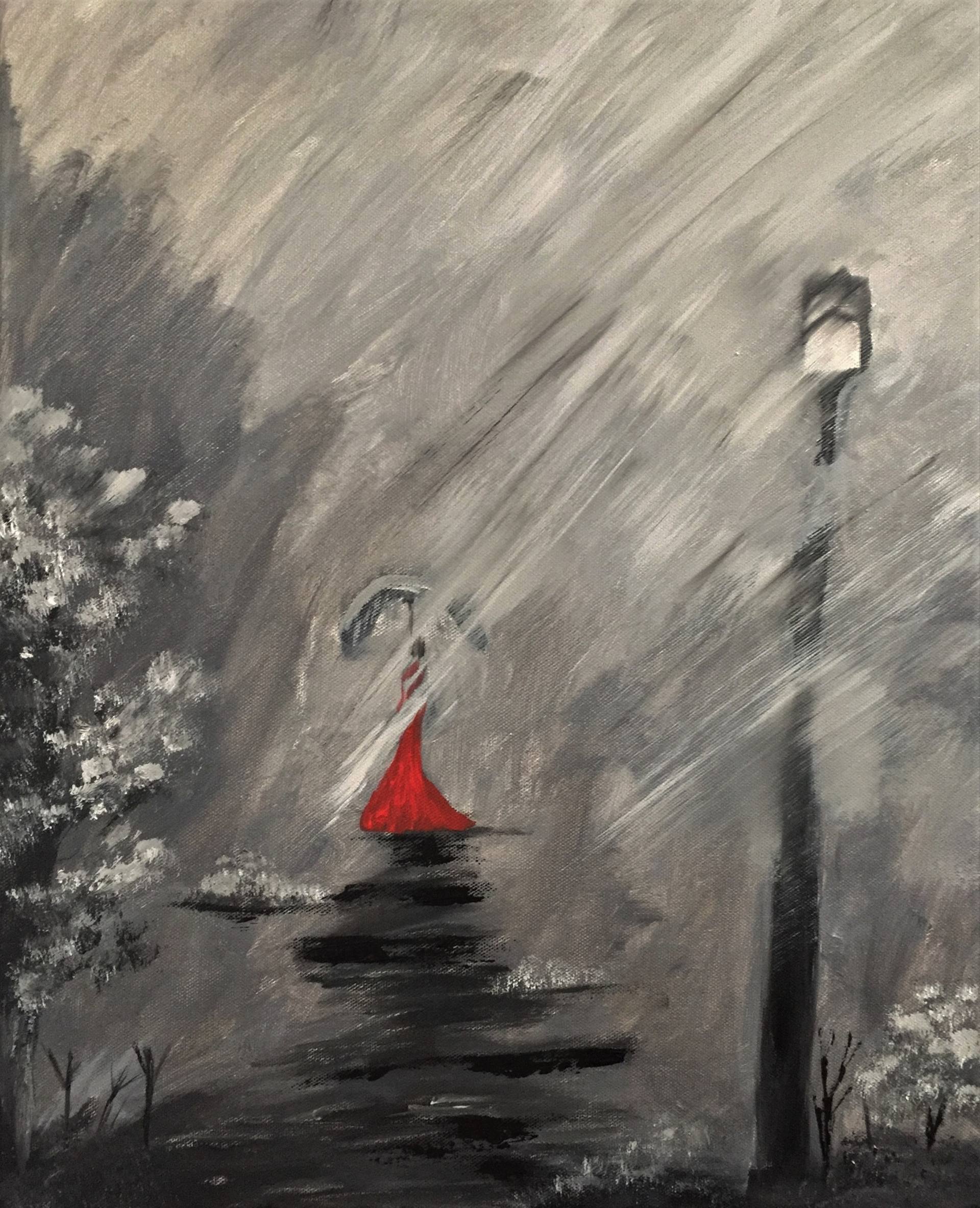 1920x2366 Saatchi Art The Lady In Red On The Path To Nowhere Painting By - Lady In The Water Painting