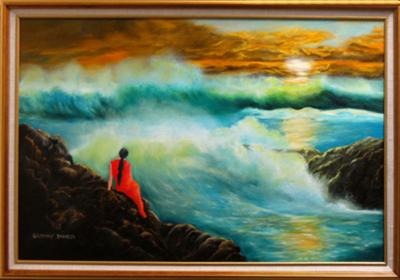 400x280 The Lady In Red - Lady In The Water Painting