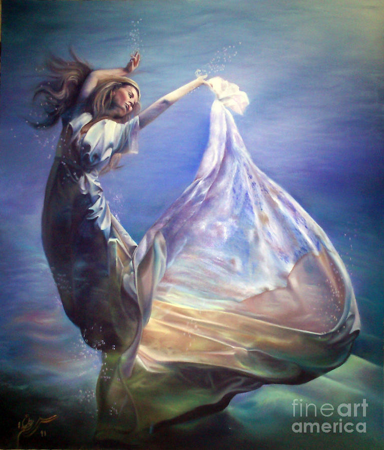 767x900 Lady In Water Oil On Canvas Painting Realsim Painting By Persian Art - Lady In The Water Painting