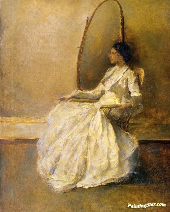 576x720 Lady In White (No. 1) Artwork By Thomas Wilmer Dewing Oil Painting - Lady In White Painting