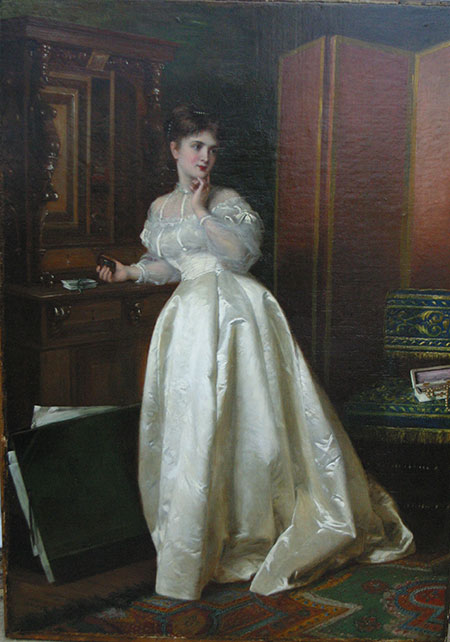 450x642 Oil Painting Restorer Tim Dolby Artist Picture Restorer - Lady In White Painting