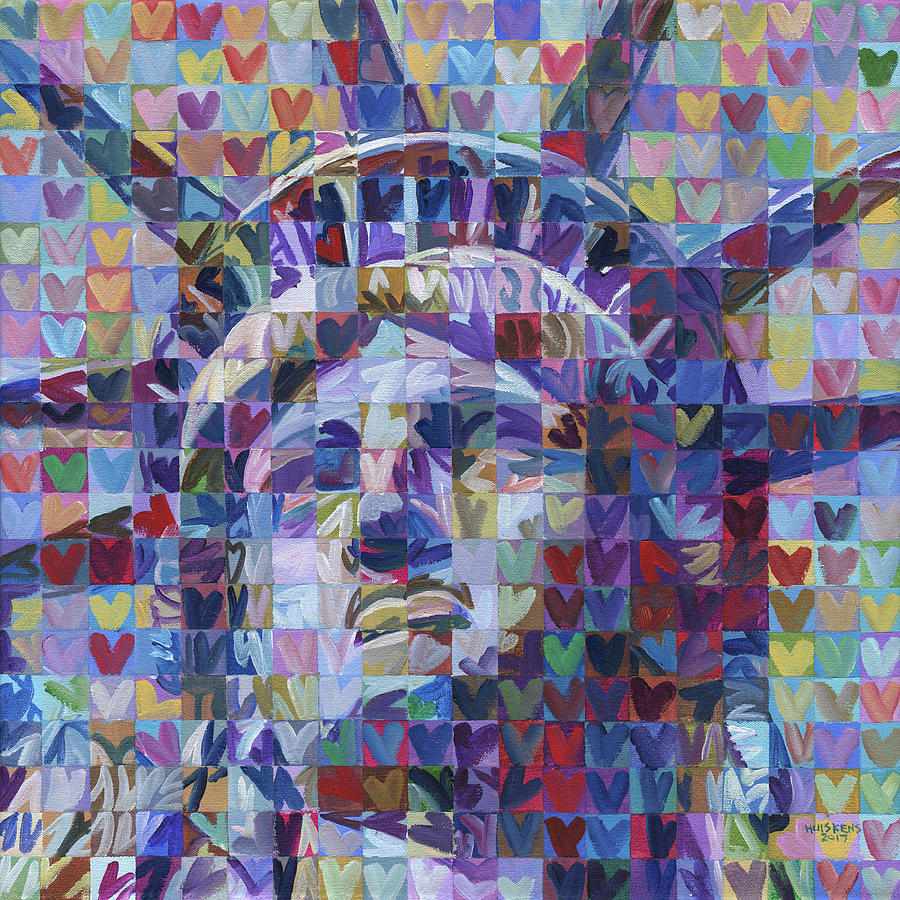 900x900 I Heart Lady Liberty Painting By Randal Huiskens - Lady Liberty Painting
