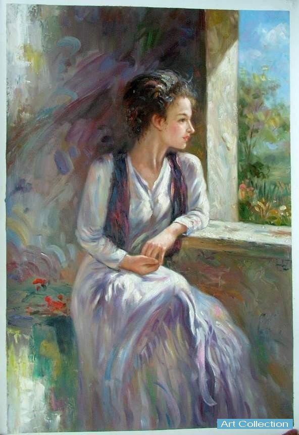 592x862 Oil Painting - Lady Painting