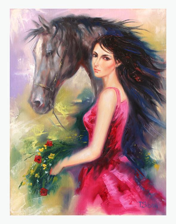 590x750 Taras Sidan Original Oil On Canvas Painting Lady Of The West - Lady Painting