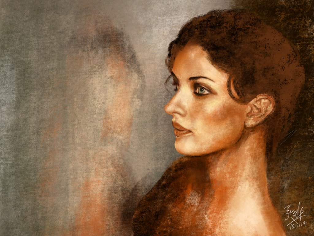 1024x768 Ipad Finger Painting P Lady By The Window By Chaseroflight - Lady Painting