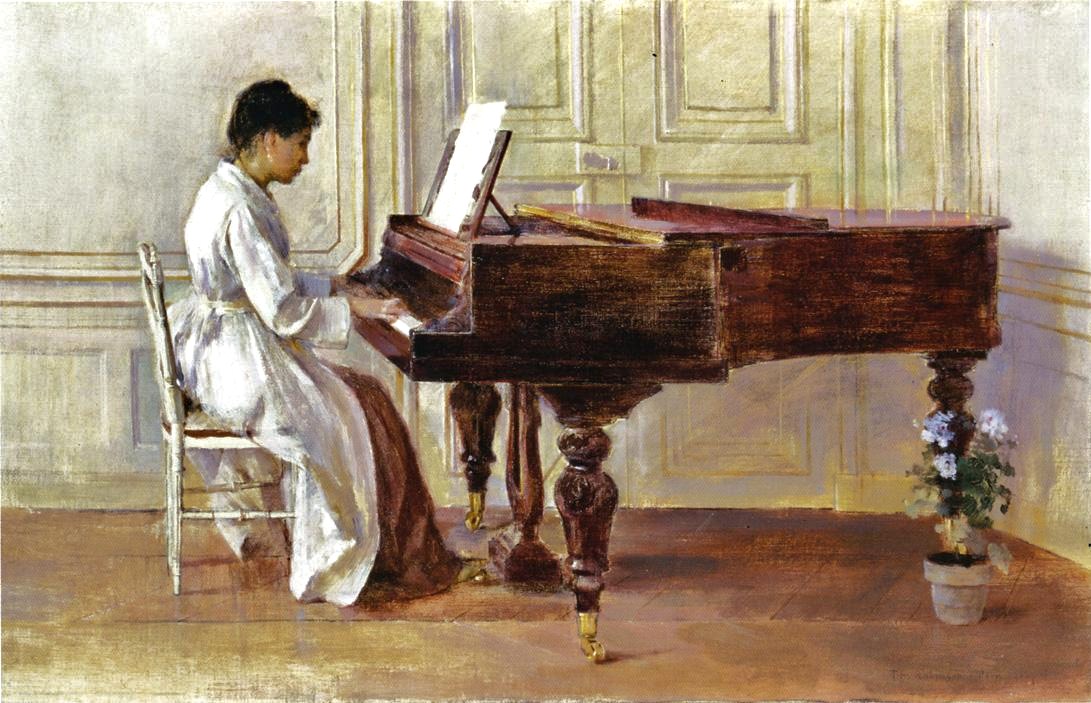1091x703 It's About Time 19c Amp Early 20c American Women Making Music - Lady Playing Piano Painting
