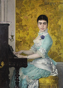 217x300 Woman Playing Piano Paintings Fine Art America - Lady Playing Piano Painting