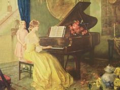 236x177 Feelings Of The Piano - Lady Playing Piano Painting