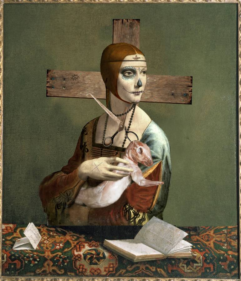 770x897 Saatchi Art Lady With An Ermine Collage By Igor Skaletsky - Lady With An Ermine Painting