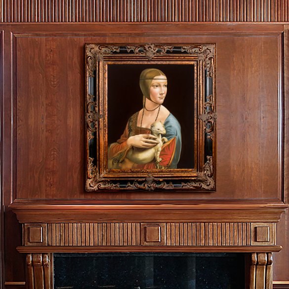 585x585 Tori Home Lady With An Ermine By Leonardo Da Vinci Framed Painting - Lady With An Ermine Painting