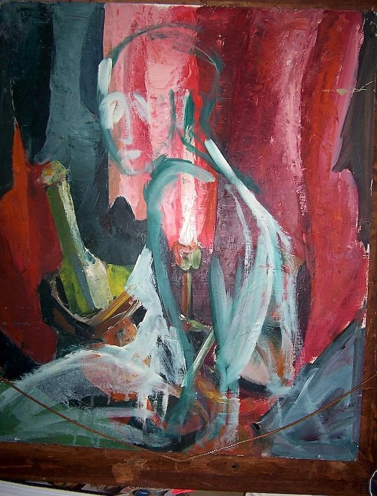 548x720 Lady With Hat Painting W Bonus Painting On Reverse Side C1960'S - Lady With Hat Painting