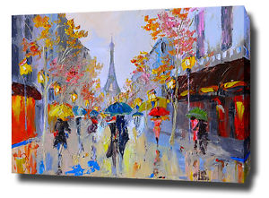 300x221 Lady Red Umbrella Paris Canvas Painting Wall Art Print Poster - Lady With Umbrella Painting