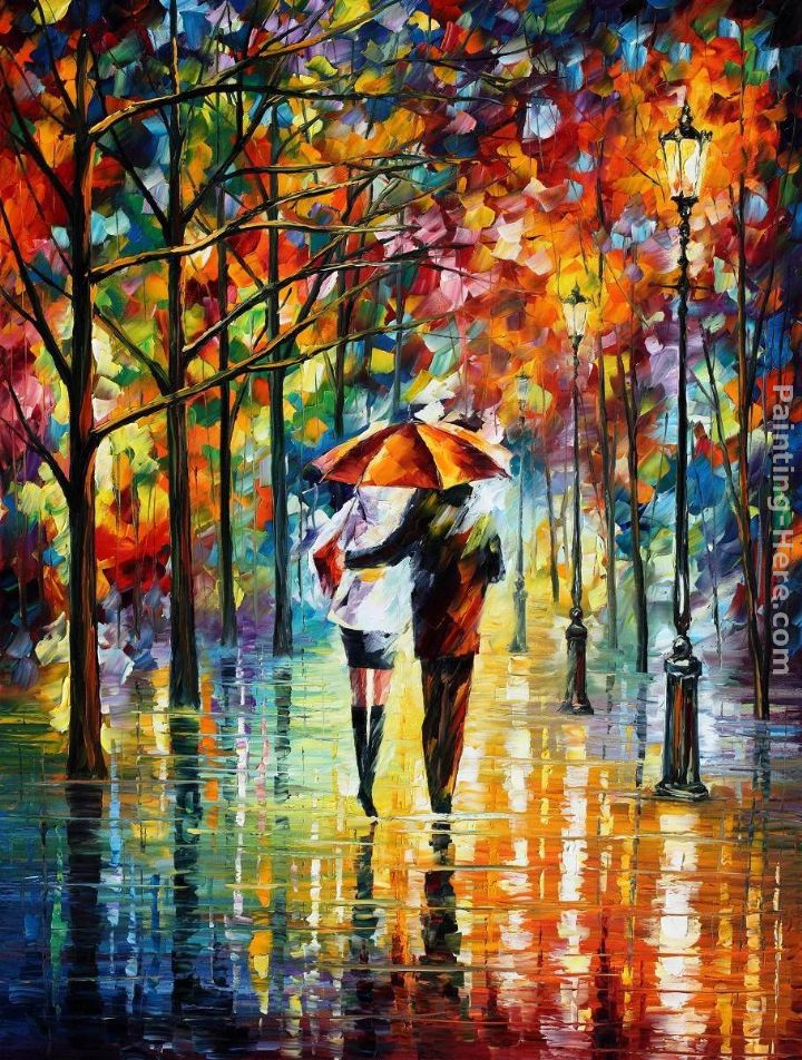 720x952 Leonid Afremov Under The Red Umbrella Painting Anysize 50% Off - Lady With Umbrella Painting