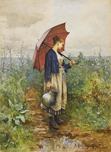 219x300 Woman With Umbrella Paintings Fine Art America - Lady With Umbrella Painting