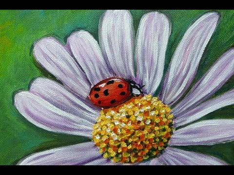 480x360 Lady Bug On Flower Painting - Ladybug Painting
