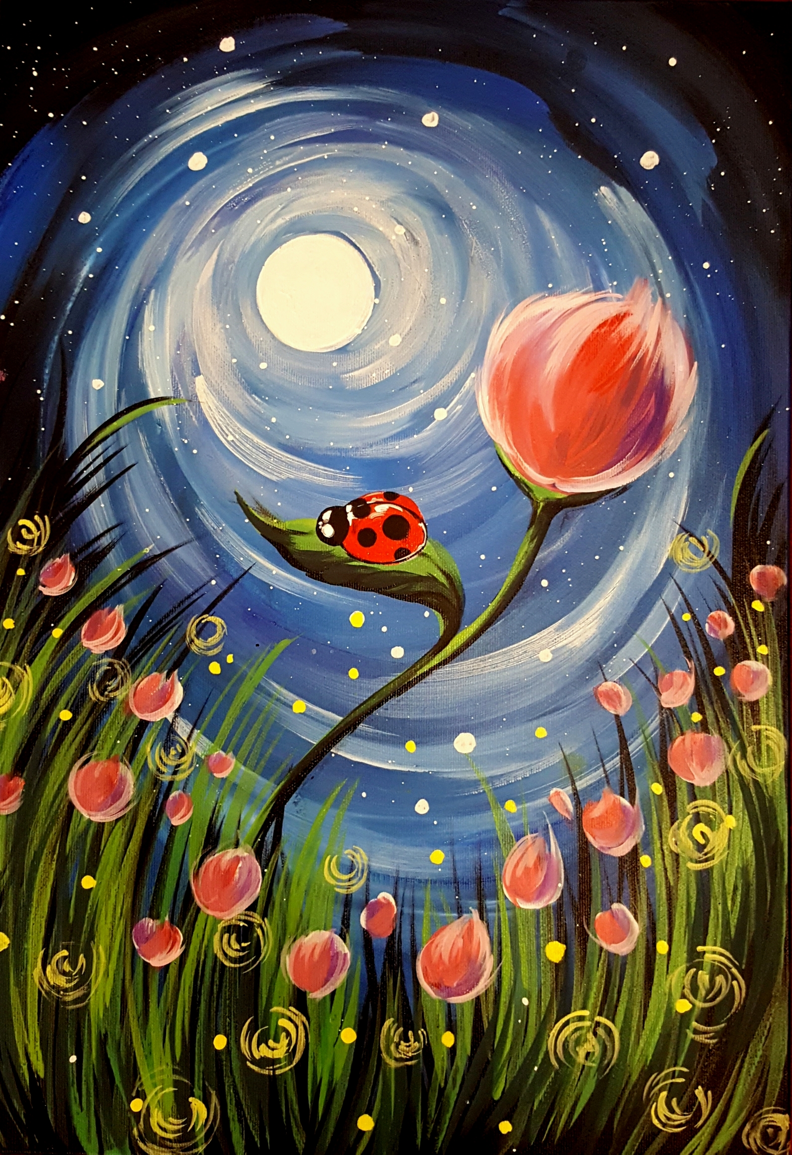 1589x2317 Ladybug Paint Wine Bar - Ladybug Painting