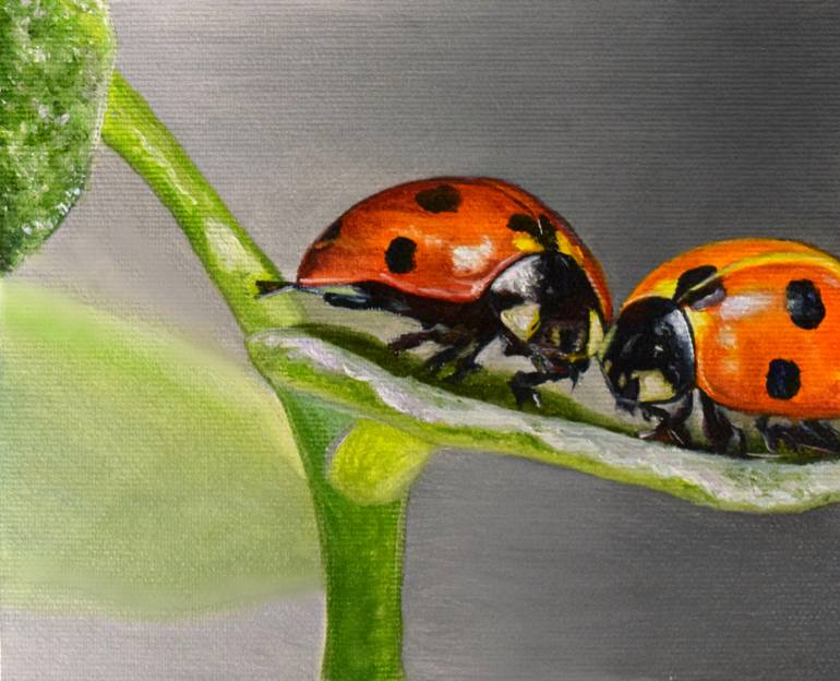 770x624 Saatchi Art Ladybug ( Original Oil Painting On Canvas 13 X 16 Cm - Ladybug Painting