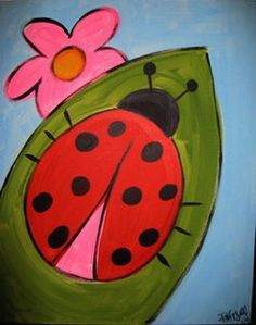 236x299 Kids Room Art Ladybug Painting Canvas Wall Decor For Baby Kids - Ladybug Painting