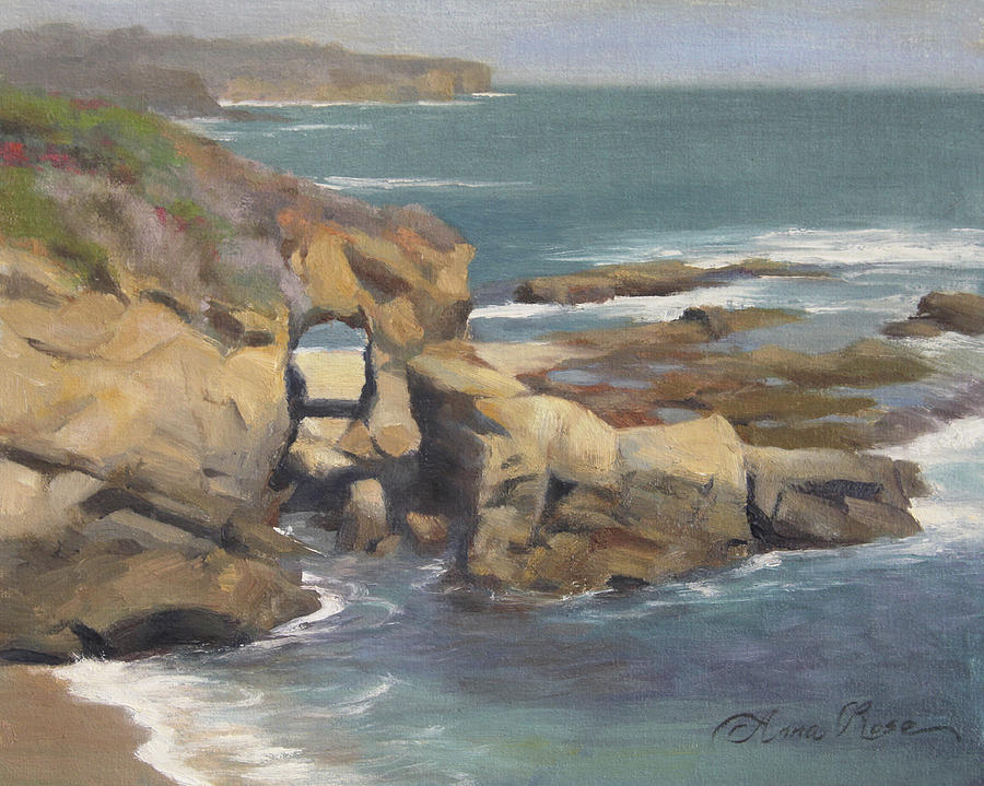 900x719 Keyhole Rock At The Montage Laguna Beach Painting By Anna Rose Bain - Laguna Beach Painting