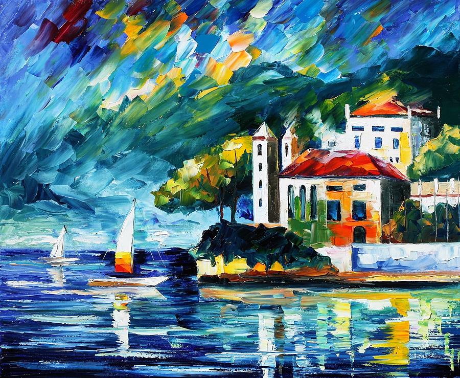900x739 Lake Como Italy Painting By Leonid Afremov - Lake Como Painting