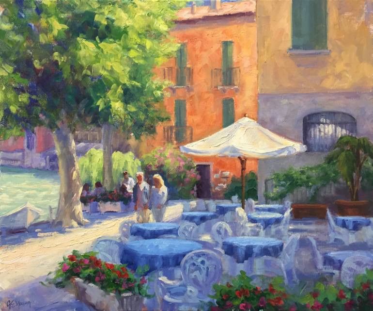 770x641 Saatchi Art Daytrippers, Lake Como Painting By Jennifer Young - Lake Como Painting