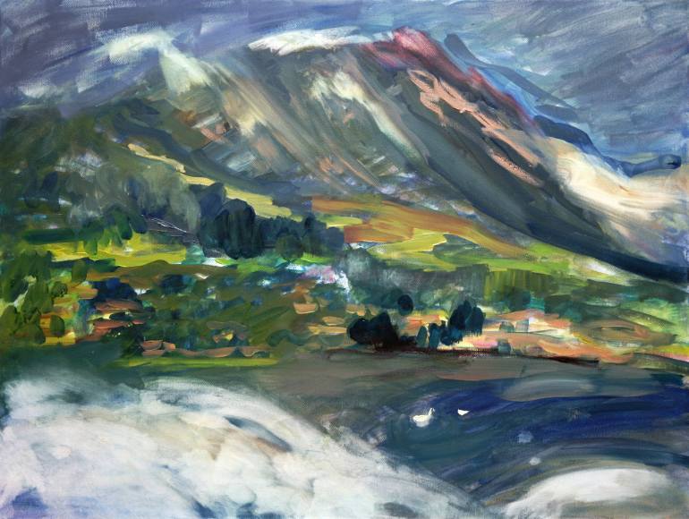 770x580 Saatchi Art Italy, Lake Como Painting By Iwona Golor - Lake Como Painting