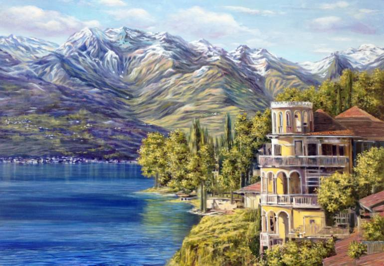 770x533 Saatchi Art Lake Como. Italy Painting By Anna Deva - Lake Como Painting