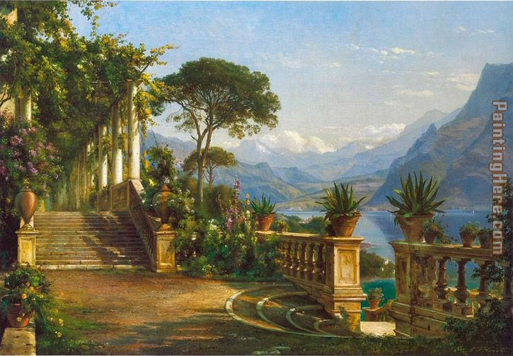 725x504 Carl Fredrik Aagard Lodge On Lake Como Painting Anysize 50% Off - Lake Como Painting