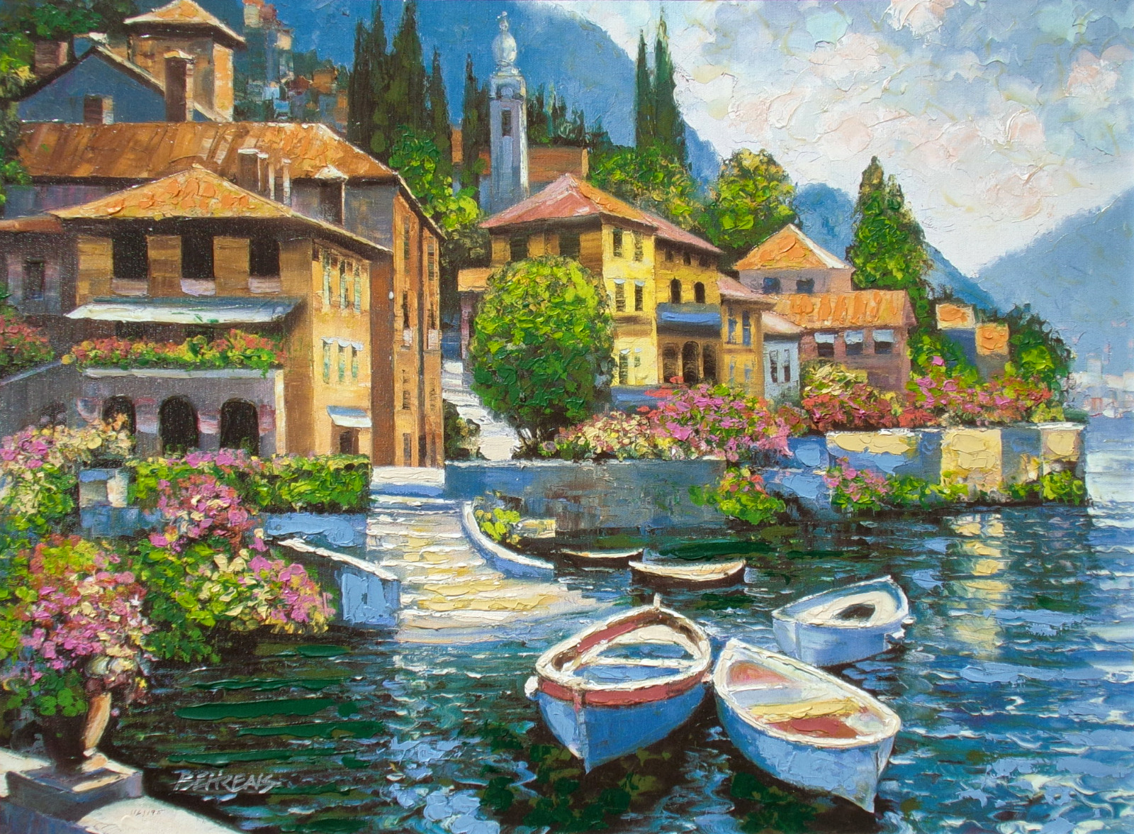 Lake Como Painting at PaintingValley.com | Explore collection of Lake ...