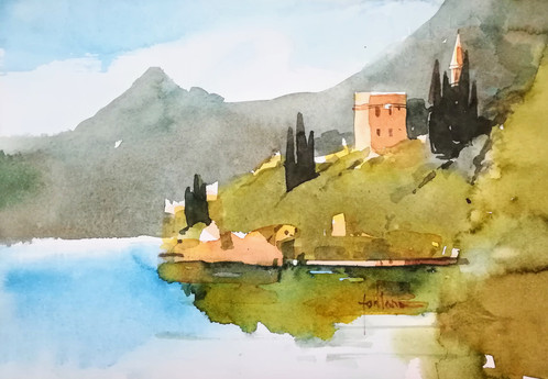 498x345 Lake Como - Lake Como Painting