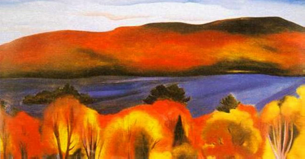1000x522 Lake George, Autumn, 1927 By Georgia O'Keeffe - Lake George Painting