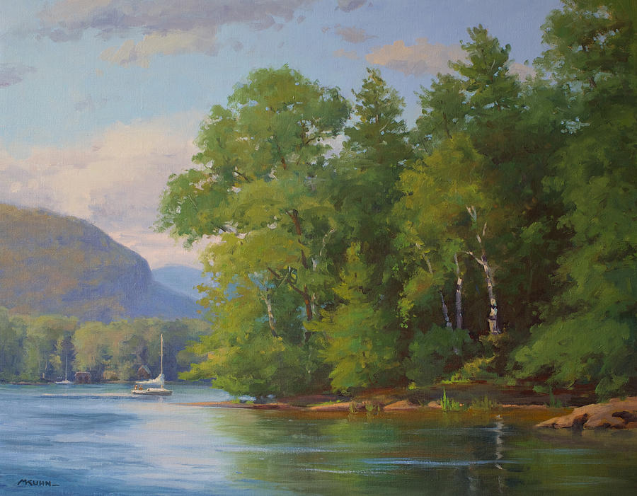 900x701 Easy Morning On Lake George Painting By Marianne Kuhn - Lake George Painting
