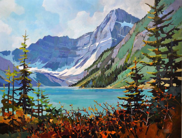 736x557 145 Best Randy Hayashi Images On Canadian Art - Lake Landscape Painting